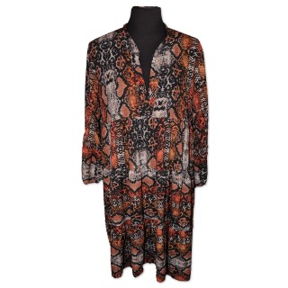Kurzkleid, Longbluse, Schlangeprint, multicolor