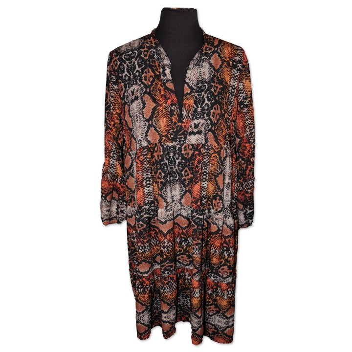 Kurzkleid, Longbluse, Schlangeprint, multicolor