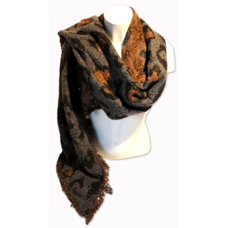 Schal, Leoprint, grau/schwarz/rost