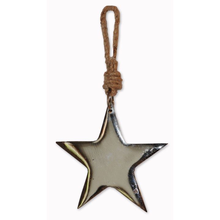 Stern, Hänger, Sternanhänger, Alu, Juteband