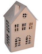 Haus, Windlicht, weiß, Metall, Shabby Chic