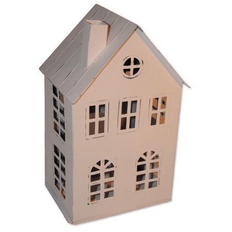 Haus, Windlicht, weiß, Metall, Shabby Chic