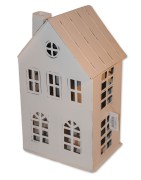 Haus, Windlicht, weiß, Metall, Shabby Chic