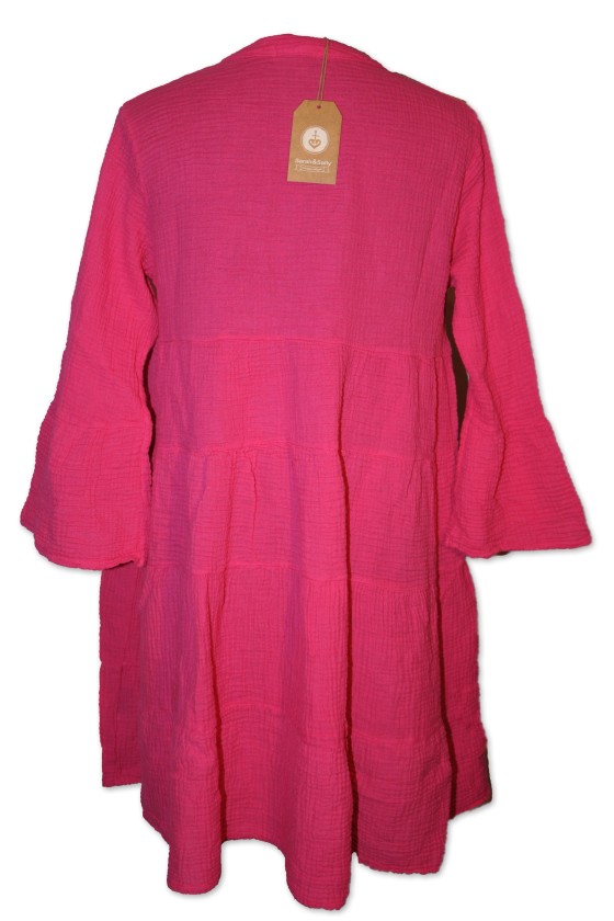 Kleid, pink, uni, 100% Baumwollmuslin