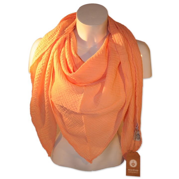 Dreieckstuch, apricot uni, Baumwollmuslin, Sarah & Sally
