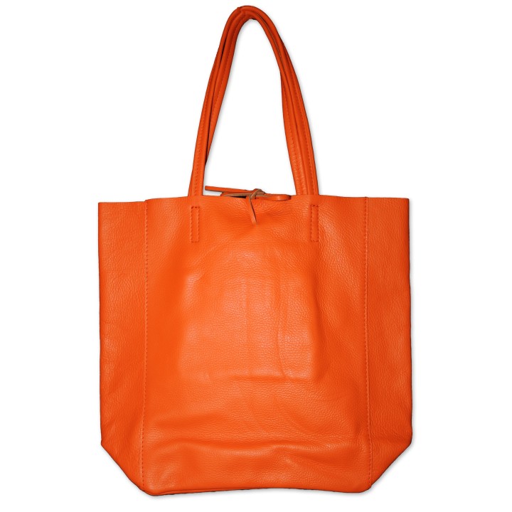 Ledershopper, Ledertasche, orange, echt Leder