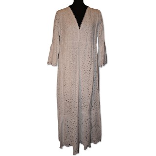 Kleid, Maxikleid, lang, weiß, Lochstickerei, One Size