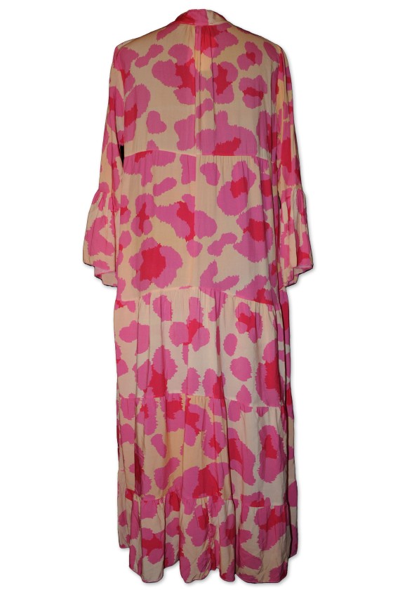Kleid, Maxikleid, lang, rosa/creme/pink/apricot gemustert, One Size