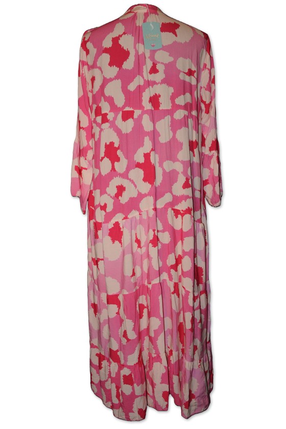 Kleid, Maxikleid, lang, pink/rosa/weiß gemustert, One Size