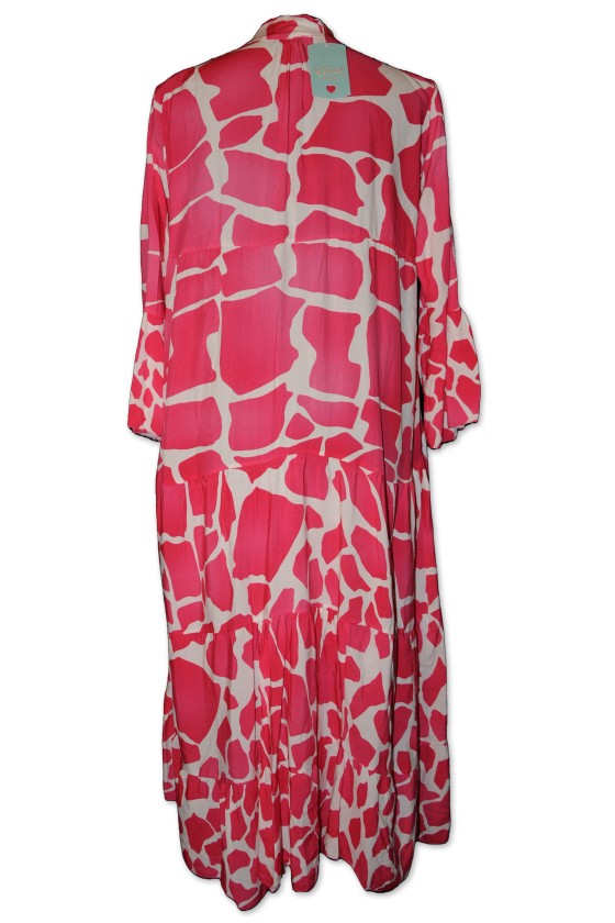 Kleid, Maxikleid, lang, pink/weiß gemustert, One Size