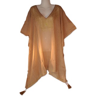 Tunika, beige uni, Goldstickerei, One Size