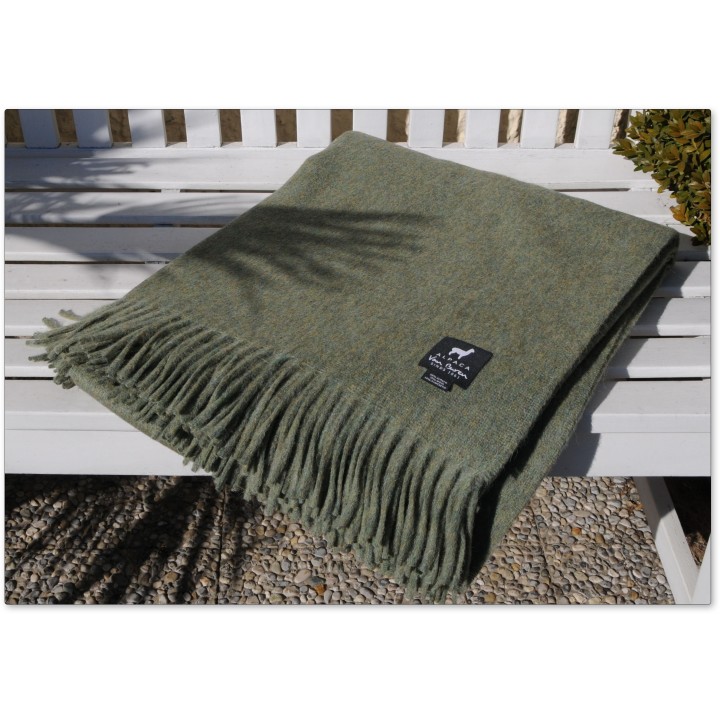 Wolldecke, Plaid, Alpaka, hellgrün