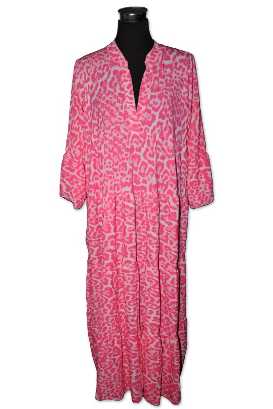 Kleid, Maxikleid, Kofferkleid, One Size, pink/creme animalprint