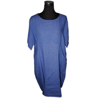 Kleid, Leinenkleid, bequeme Größe, kobaltblau