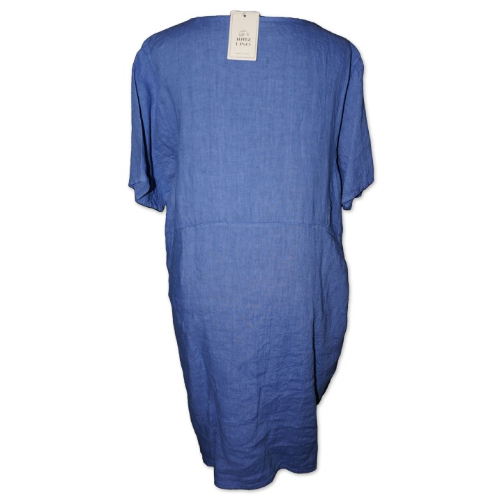 Kleid, Leinenkleid, bequeme Größe, kobaltblau