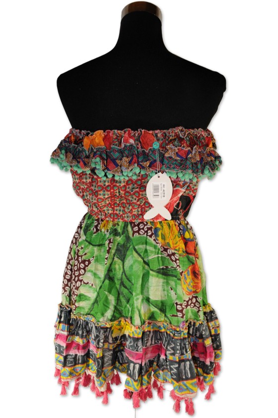 Kleid, Kurzkleid, Bustierkleid, multicolor fuxia, Antico Sartoria