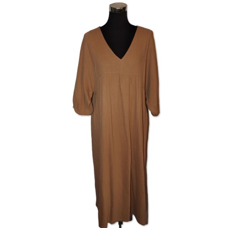 Kleid, Musslinkleid, hellbraun uni, 100% Baumwolle, One Size