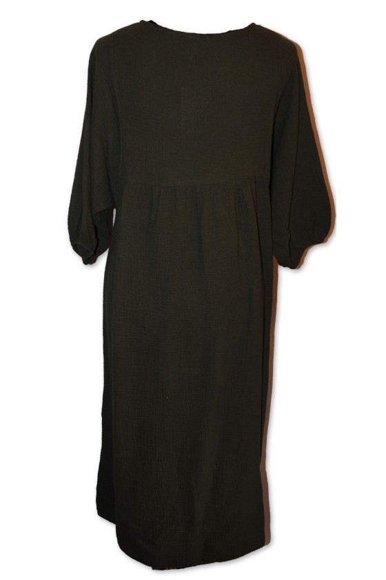 Kleid, Musslinkleid, Khaki uni, 100% Baumwolle, One Size