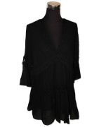 Tunika, Musslin-Tunika, schwarz uni, 100% Baumwolle, One Size