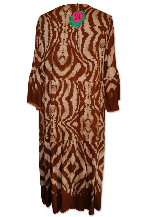 Kleid, Maxikleid, rost/beige animalprint, One Size, 100% Viscose