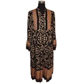 Kleid, Midikleid, camel/schwarz/rost/dunkelbraun gemustert, 100% Viscose, One Size
