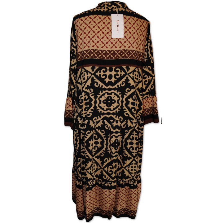 Kleid, Midikleid, camel/schwarz/rost/dunkelbraun gemustert, 100% Viscose, One Size