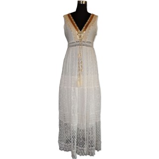 Kleid, Maxikleid, creme, Spitze, Gr. L/XL