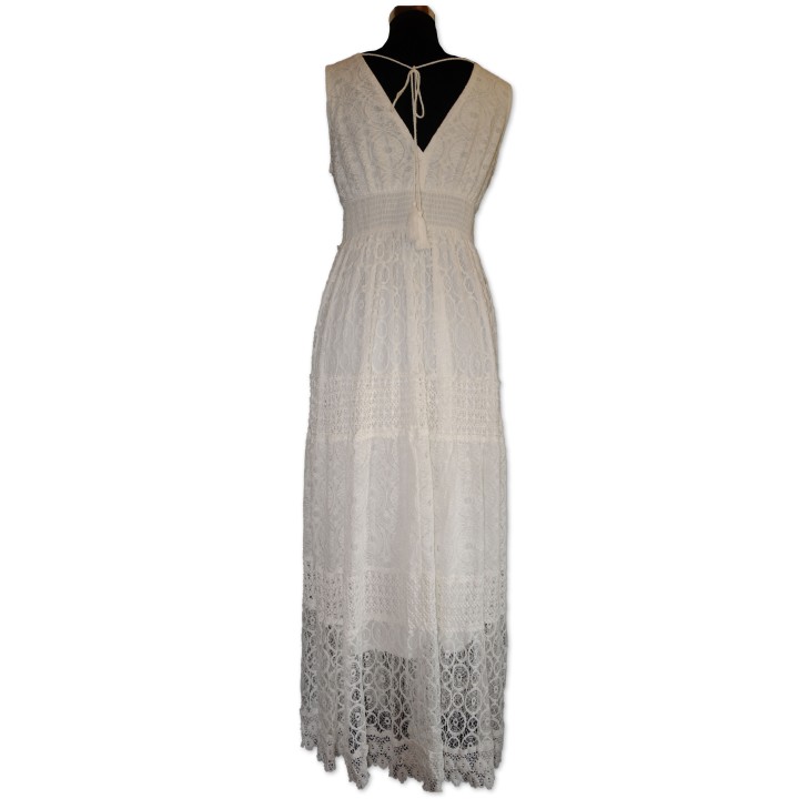 Kleid, Maxikleid, creme, Spitze, Gr. L/XL