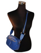 Ledertasche, Umhängetasche, echt Leder, royalblau, inkl. Textilgurt