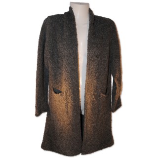 Strickcardigan, Strickjacke, Schalkragen, grau, One Size