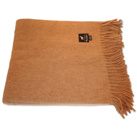 Plaid, Alpaka-Decke, karamel, 180 x 150 cm, Fransen