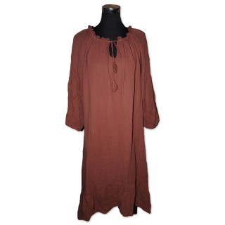 Kleid, Maxikleid, Musslinkleid, bequeme Größe, zimtfarbig, One Size