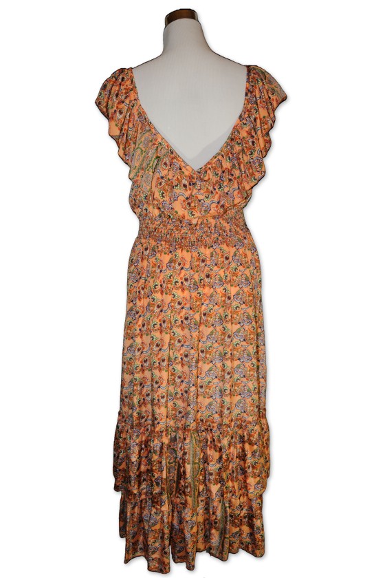 Kleid, orange, multicolor gemustert, Paisley, One Size