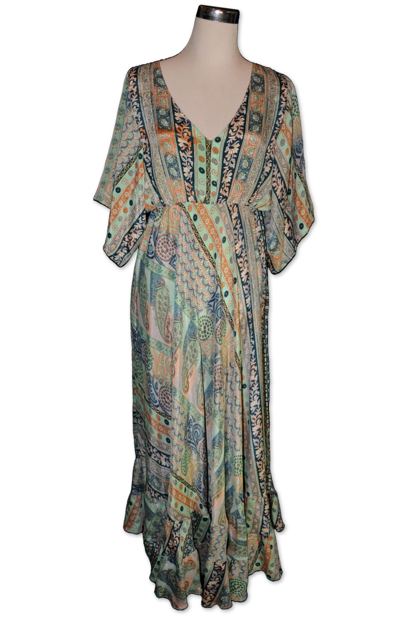Kleid, Maxikleid, mint, multicolor gemustert, One Size