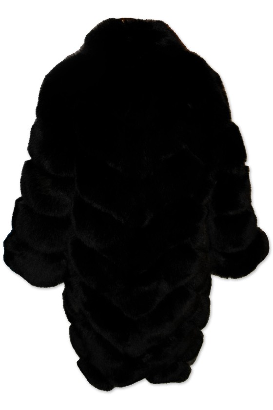 Mantel, Kurzmantel, Fun Fur, Kunstpelz, schwarz, Länge 100 cm, hochwertige Verarbeitung, Gr. M
