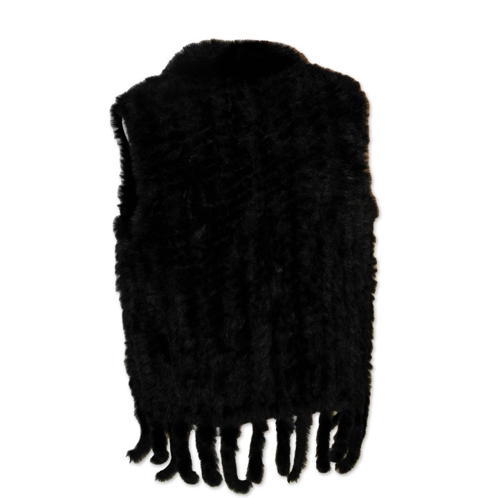 Weste, Kunstfellweste, schwarz mit Fransen, One Size