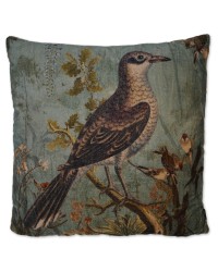 Kissen, Vogelmotiv, grün/türkis multicolor, Baumwollsamt, 45x45 cm
