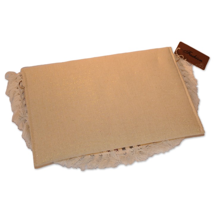 Tasche, Umhängetasche, Clutch, creme, reichlich verziert, bestickt