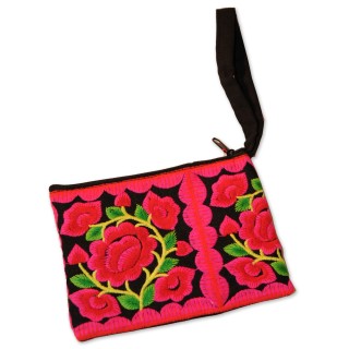Tasche mit Henkel, beidseitig multicolor bestickt