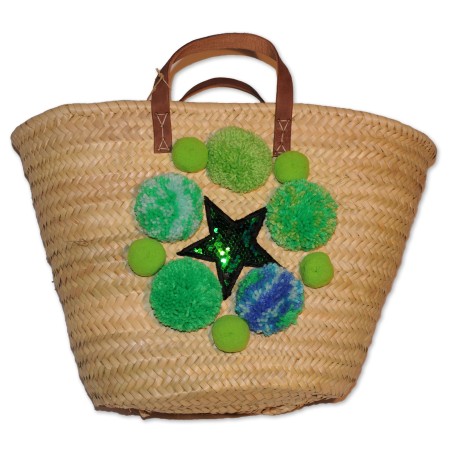 Ibiza-Tasche, Badetasche, Korbtasche, Unikat, reichlich verziert, bestickt