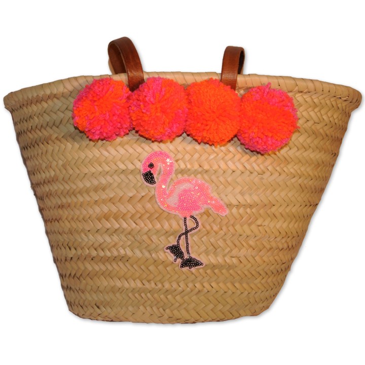 Ibiza-Tasche, Badetasche, Korbtasche, Unikat, reichlich verziert