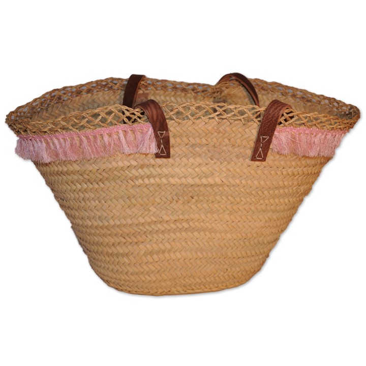 Ibiza-Tasche, Standtasche, natur, Unikat, reichlich verziert, Einhorn Applikation, Fransenborte
