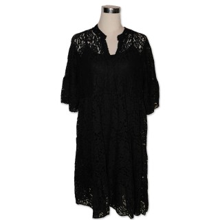 Kleid, Spitzenkleid, gefüttert, schwarz uni, One Size