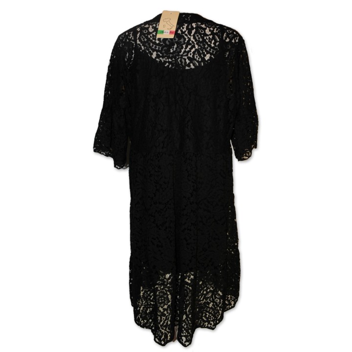 Kleid, Spitzenkleid, gefüttert, schwarz uni, One Size