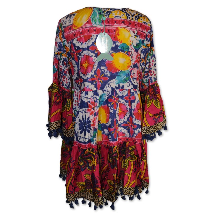 Tunika, pink/ multicolor bestickt, One Size