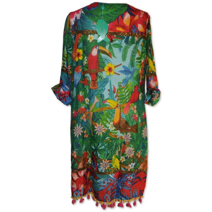Tunika, grün/multicolor gemustert, Gr. L/XL