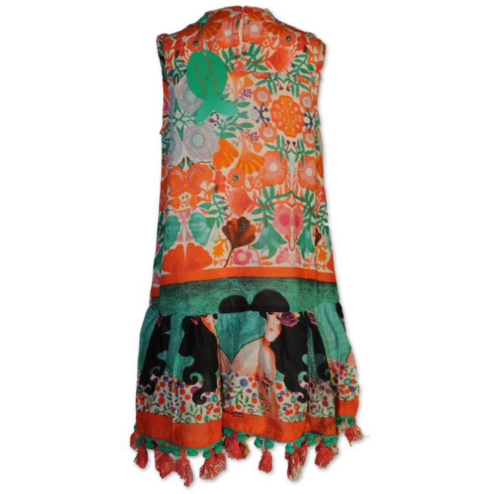 Kinderkleid, multicolor, floral gemustert, bestickt, Gr. 4 Jahre
