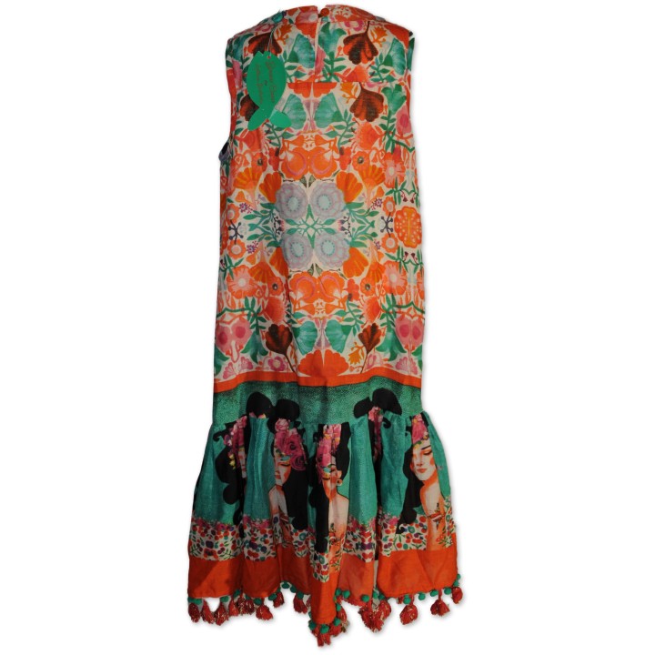 Kinderkleid, multicolor, floral gemustert, bestickt, Gr. 8 Jahre