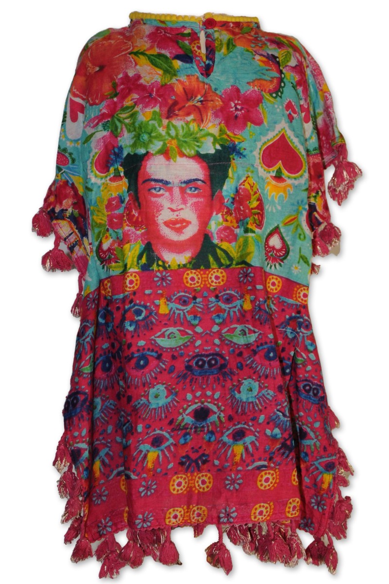 Kinderkleid, Tunika, Frida Kahlo Motiv, Perlenbestickt