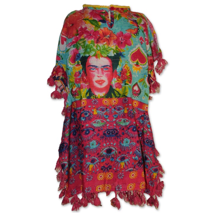 Kinderkleid, Tunika, Frida Kahlo Motiv, Perlenbestickt